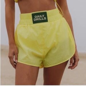 Daily Drills Yellow Athletic Shorts High-Waisted